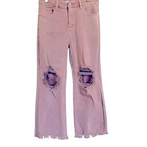 NWT Risen High Rise Distressed Knee Crop Straight Pants Women’s size 13/31